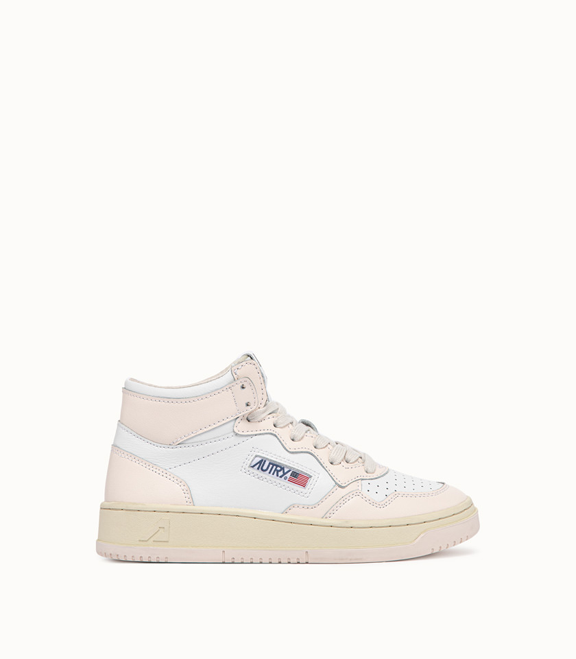 AUTRY: MEDALIST MID SNEAKERS COLOR WHITE AND PINK