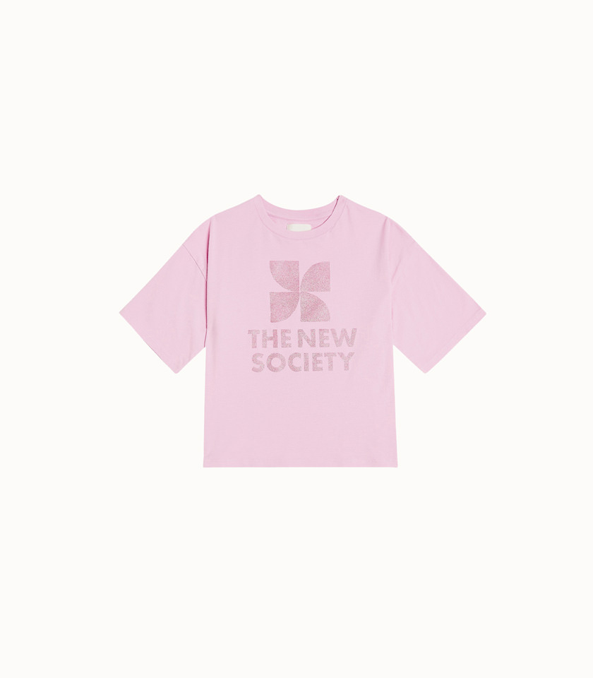 THE NEW SOCIETY: CREW NECK T-SHIRT WITH GLITTER PRINT