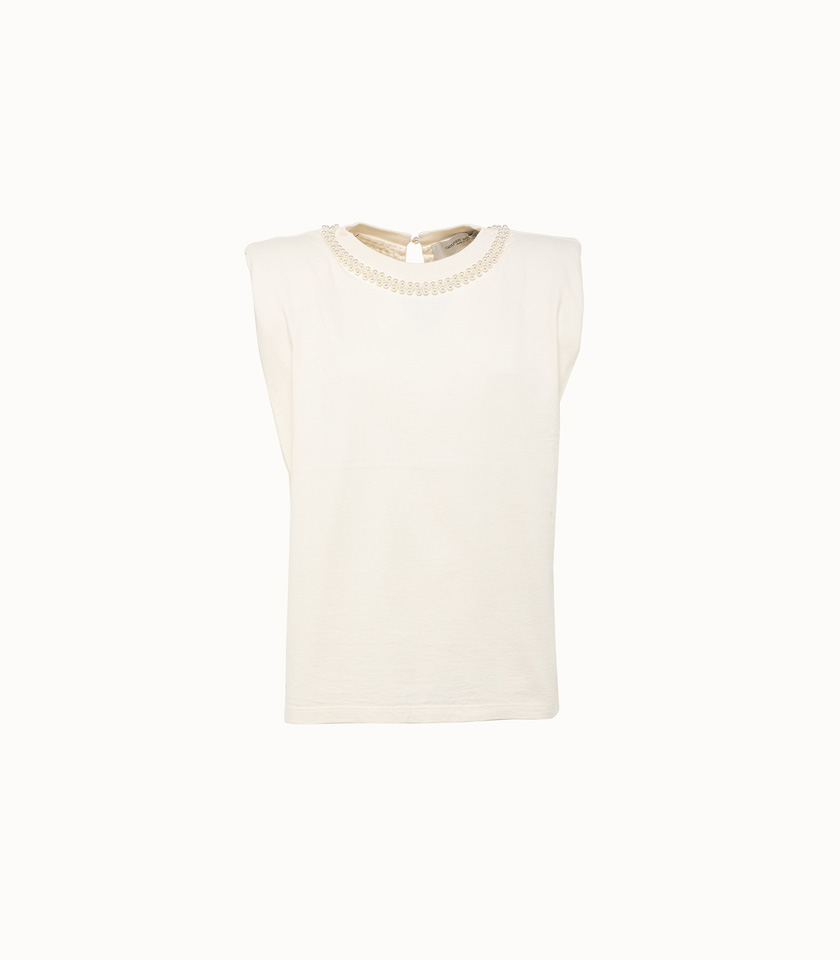 GOLDEN GOOSE DELUXE BRAND: JOURNEY PADDED T-SHIRT WITH BEADS