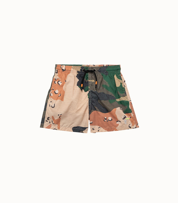 TOOCO: MULTICOLOR CAMOUFLAGE PRINT BOARD SHORTS | Playground Shop