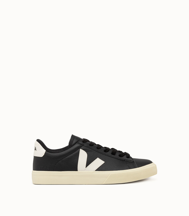 VEJA: CAMPO CHROMEFREE LEATHER SNEAKERS COLOR BLACK AND WHITE | Playground Shop