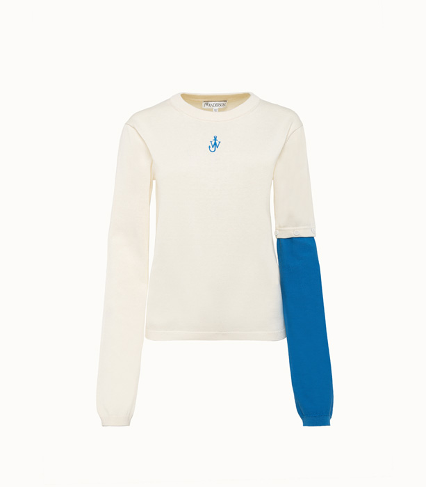 JW ANDERSON: CREW NECK SWEATER WITH CONTRAST SLEEVE | Playground Shop
