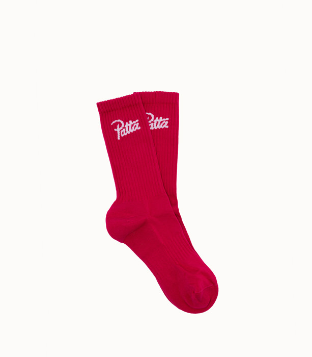 PATTA: Patta Script Logo Sport Socks FUCHSIA RED | Playground Shop