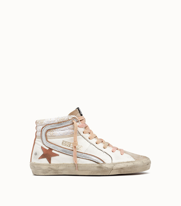 GOLDEN GOOSE DELUXE BRAND: SLIDE SNEAKERS COLOR WHITE AND PINK | Playground Shop