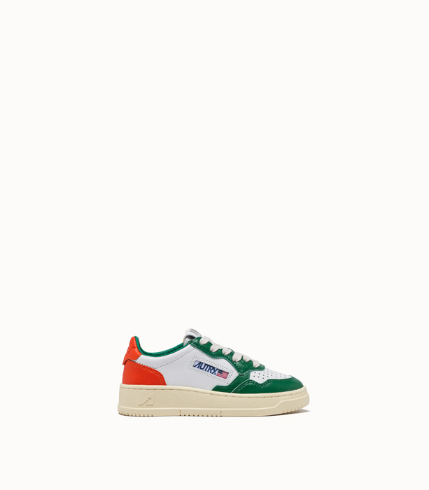 AUTRY: MEDALIST LOW SNEAKERS COLOR WHITE GREEN ORANGE