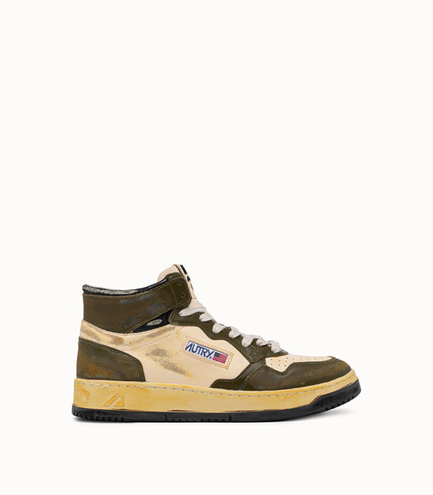AUTRY: SUPER VINTAGE MID SNEAKERS COLOR BEIGE AND GREEN | Playground Shop