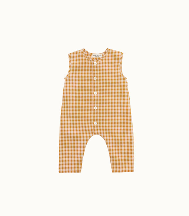 BABE & TESS: ROMPER IN CHECK PRINT COTTON | Playground Shop