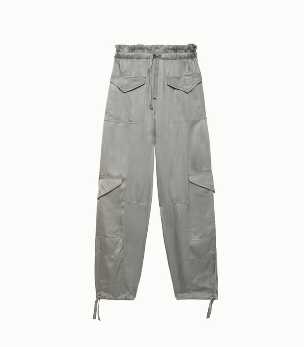 GANNI: Washed Satin Pants FROST GRAY