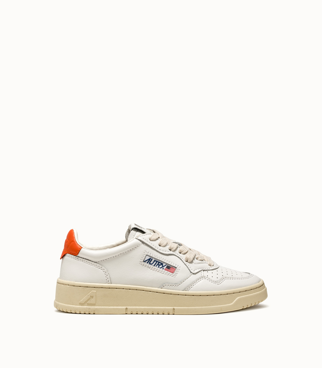 white and orange shoes